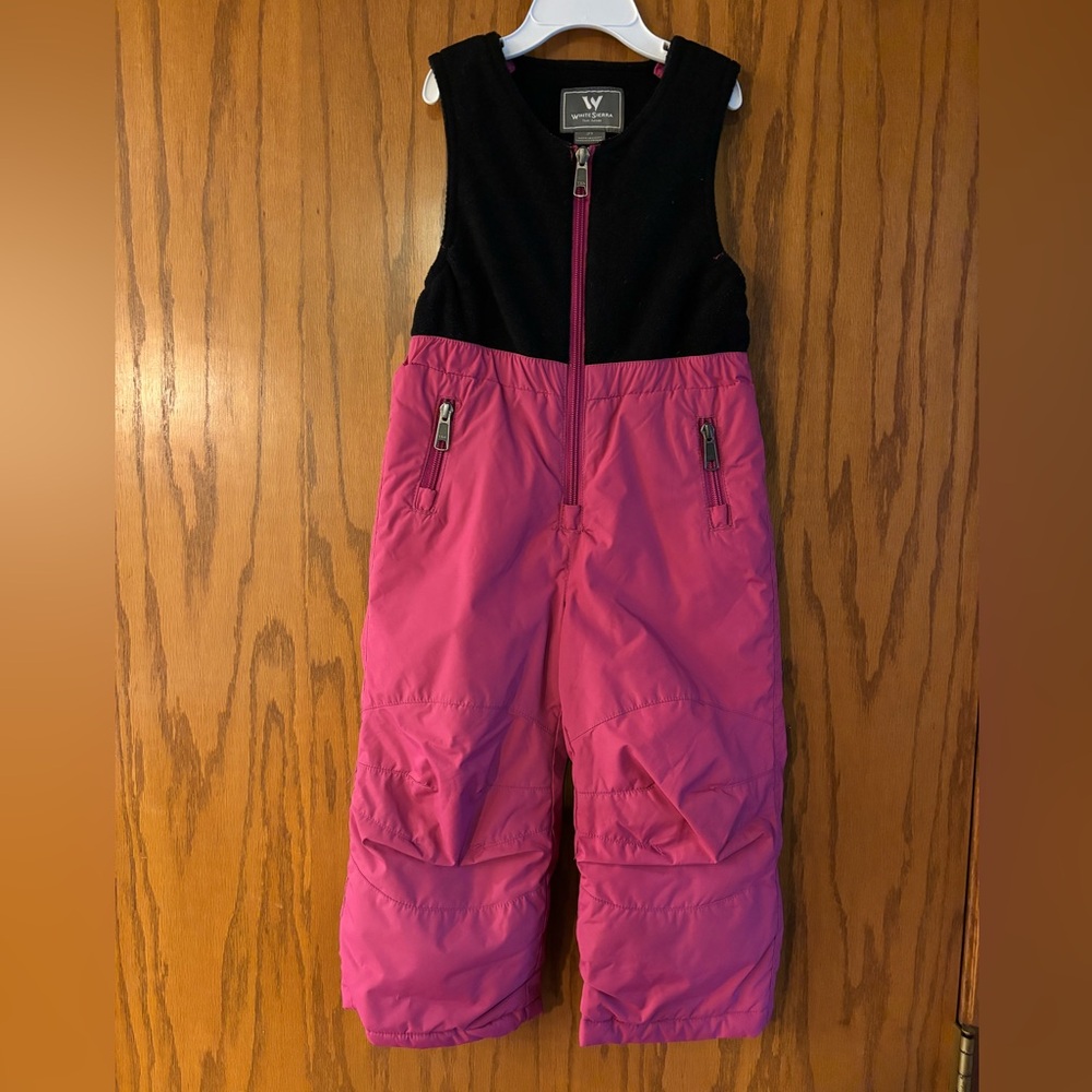 White Sierra toddler snow bibs.